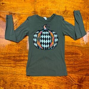 Checkerboard pumpkin long sleeved T-Shirt